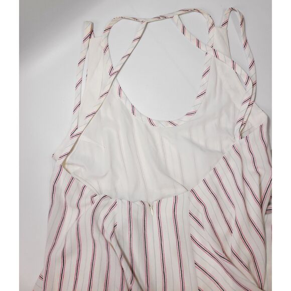 BCBGMAXAZRIA Chelsi Striped Open Back High Low Halter Midi Dress M - Picture 3 of 7